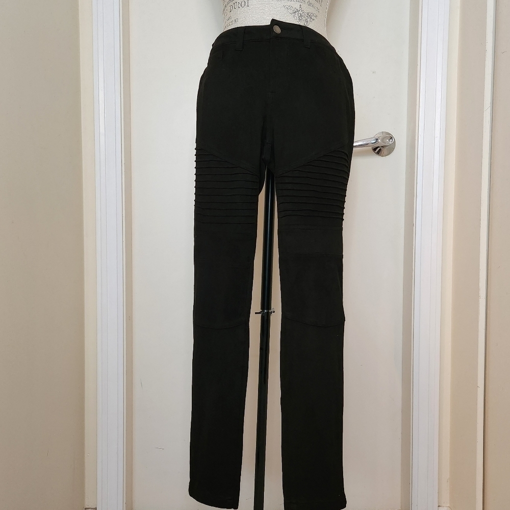 HQP black stretch moto jeggings